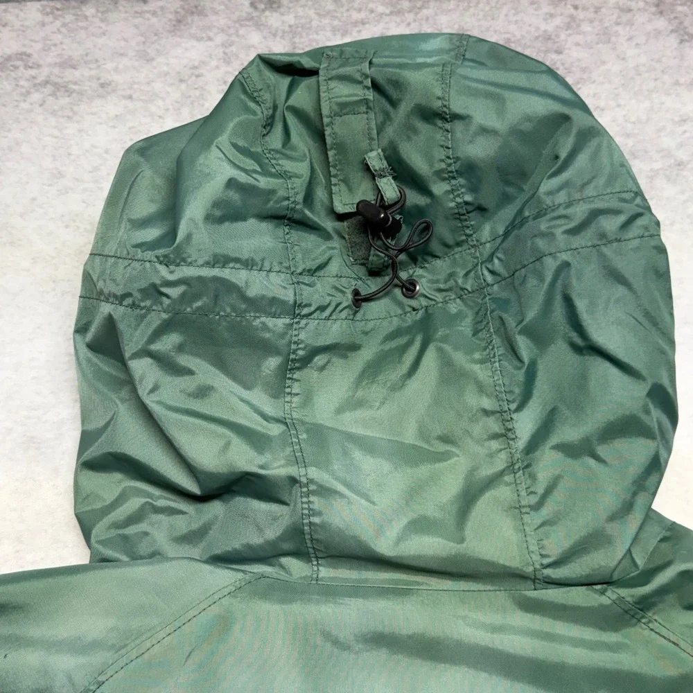VTG Columbia Hooded Windbreaker Mens Size L Green Mesh Lined Full Zip Jacket